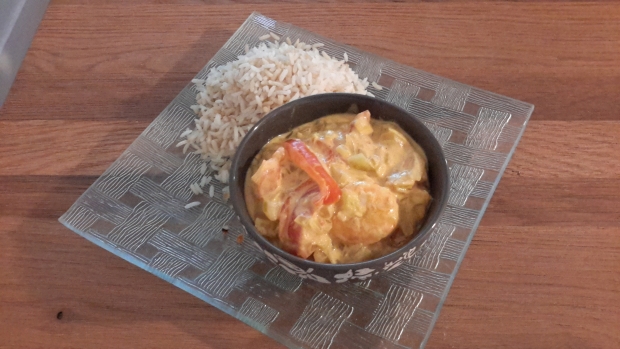 image de la recette Crevettes au curry et lait de coco