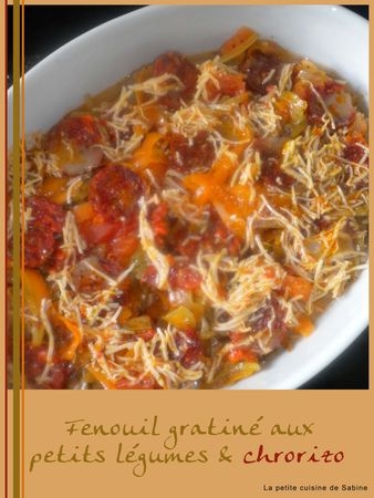 image de la recette Fenouil gratiné aux petits légumes et chorizo